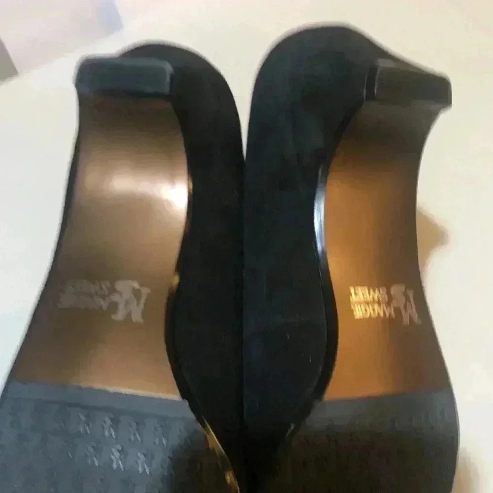 Maggie Sweet Retro Style 1.5 inch Heel Square Toe Silver Ring Top Shoe-Sz 7.5M